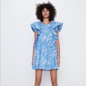 Zara mini ruffle sleeve dress